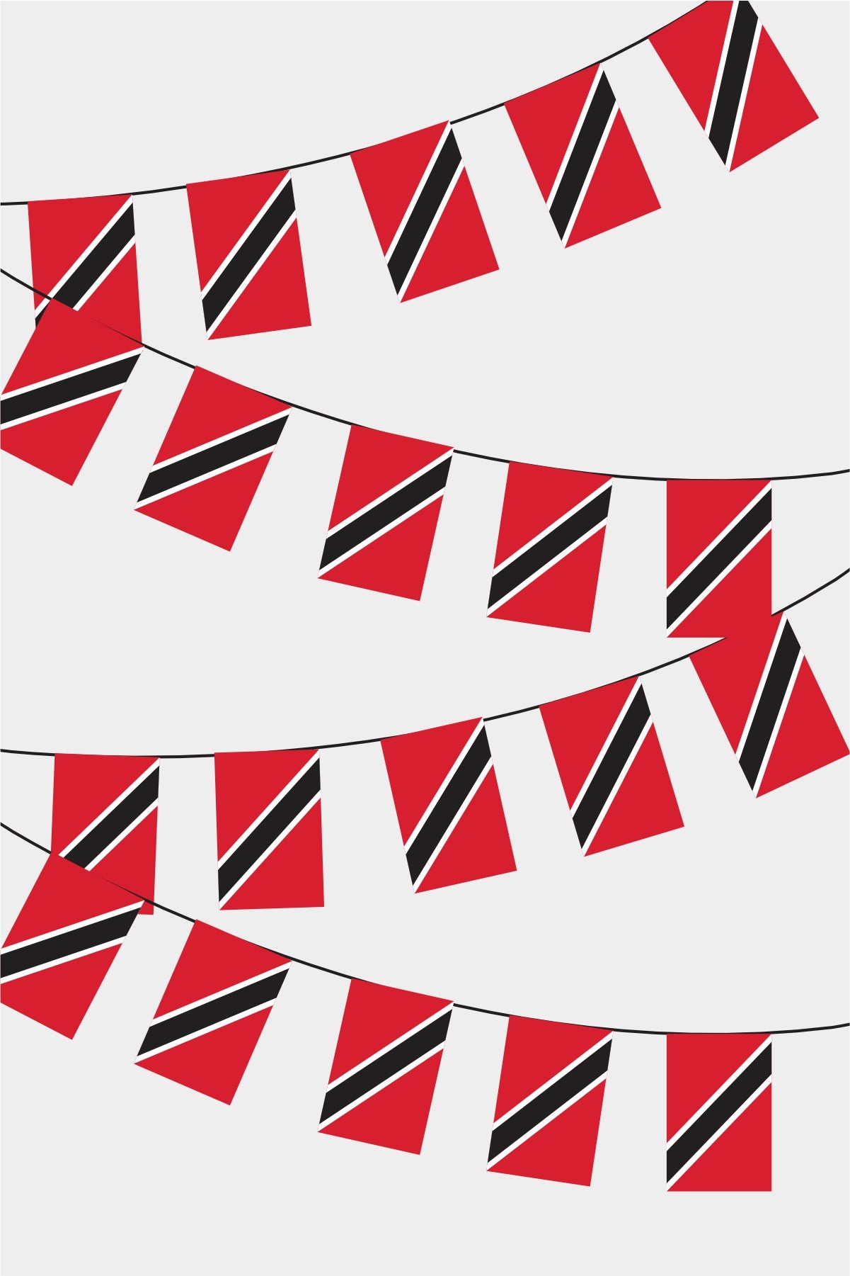 Trinidad and Tobago Rectangular Flag Bunting - 50 Meters Premium String Flags for Party Decoration | Professional Quality Raschel Fabric