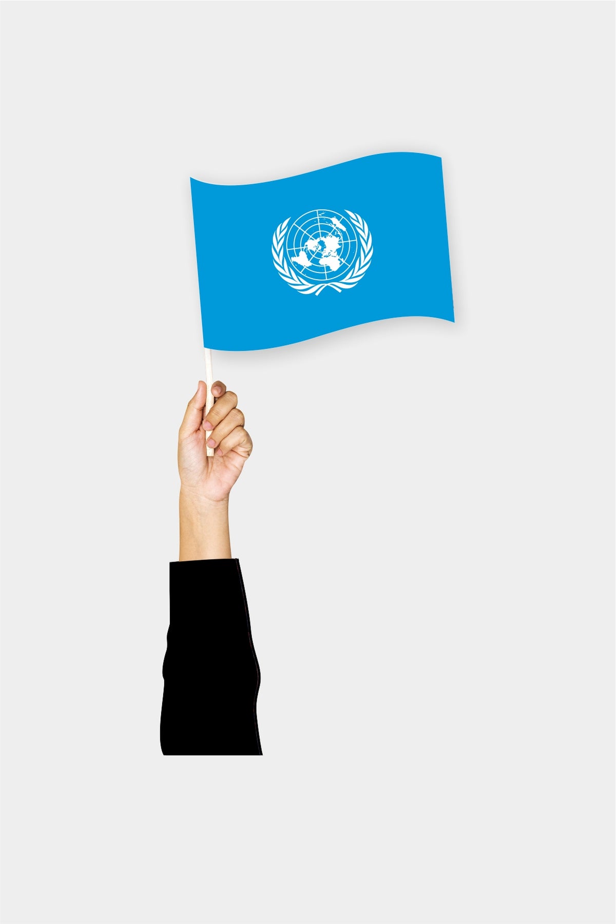 United Nations handheld flag on stick - durable polyester country flag for events and parades