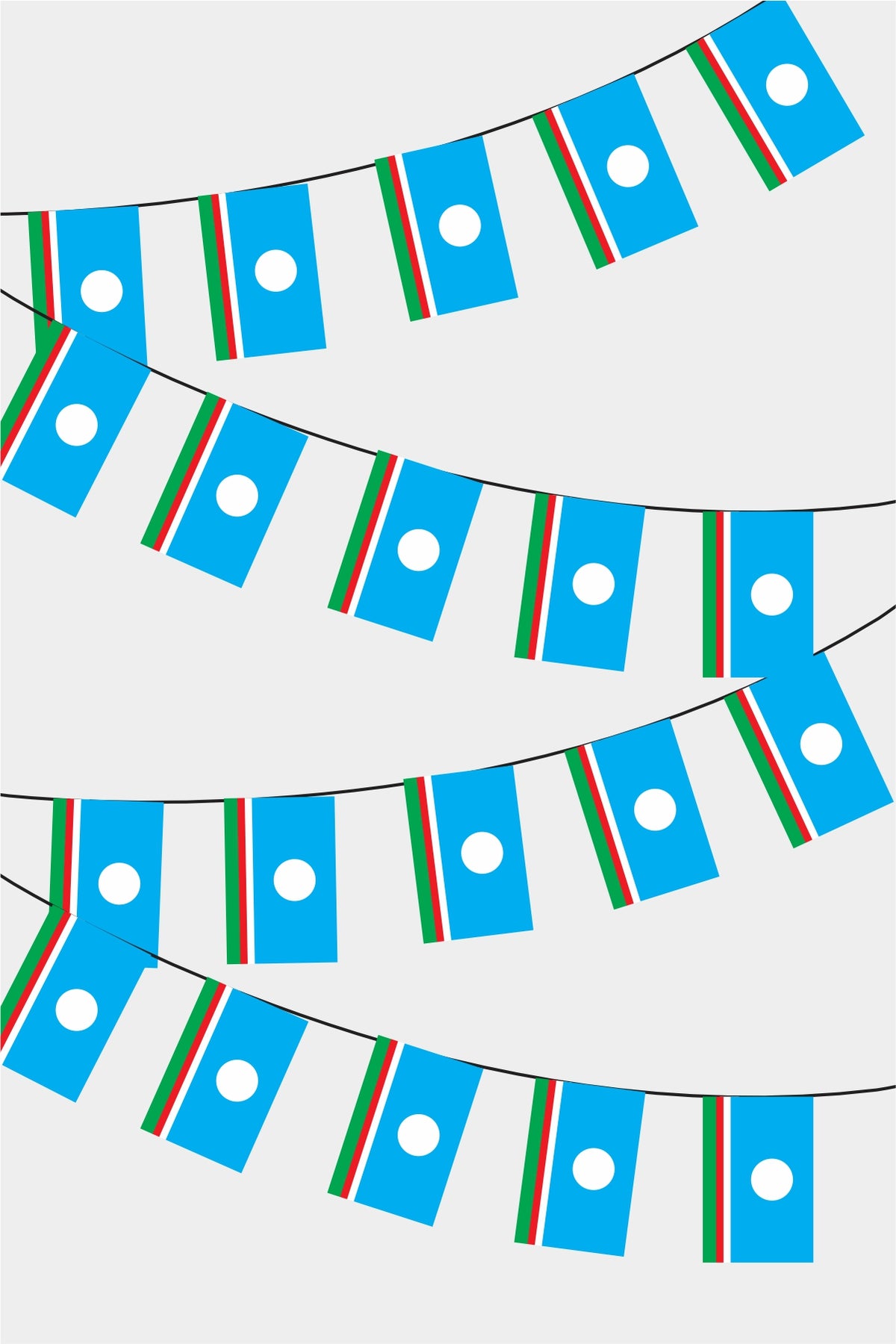 Yakutia Rectangular Flag Bunting - 50 Meters Premium String Flags for Party Decoration | Professional Quality Raschel Fabric