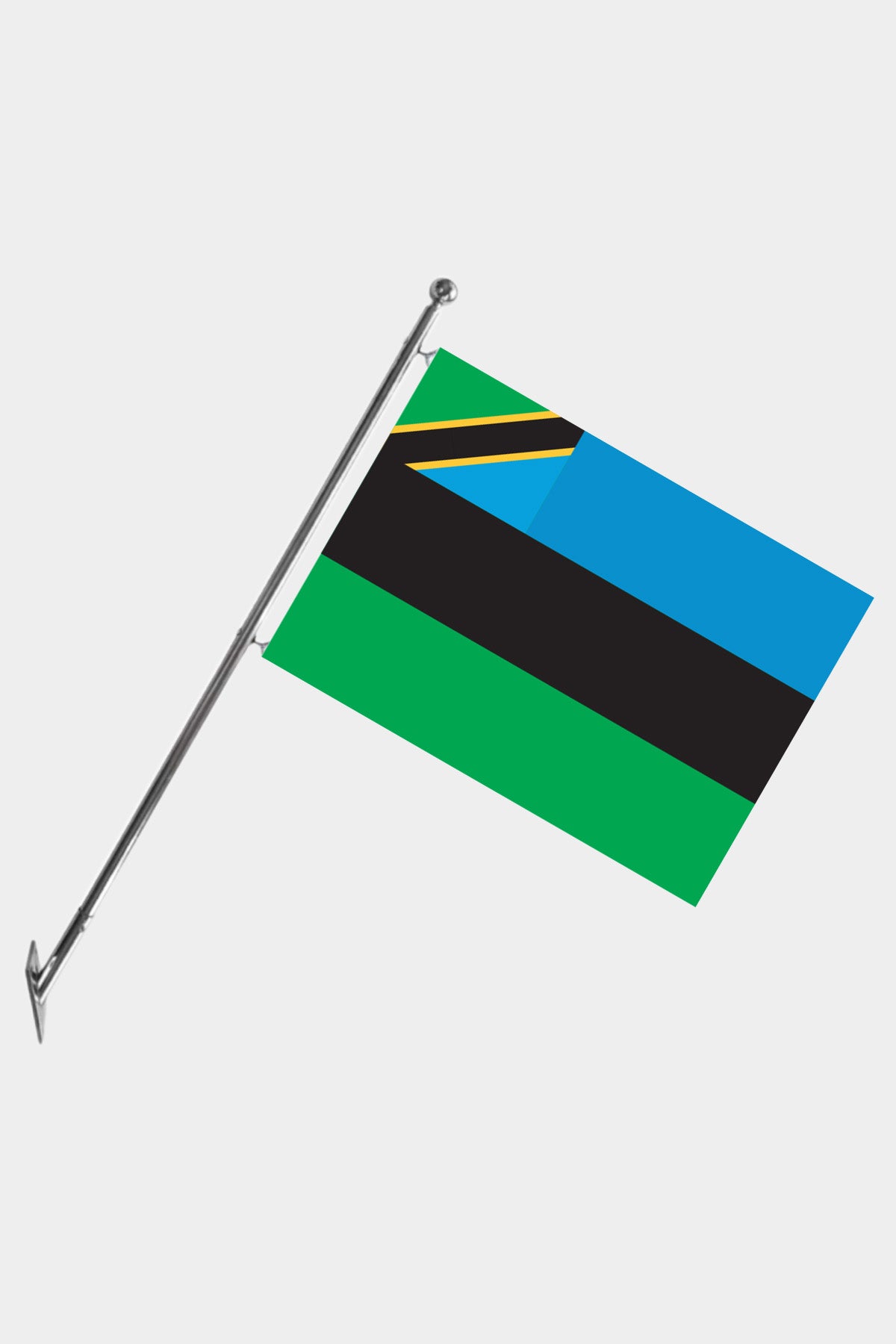 Kit drapeau Zanzibar et mât télescopique mural — polyester tricoté