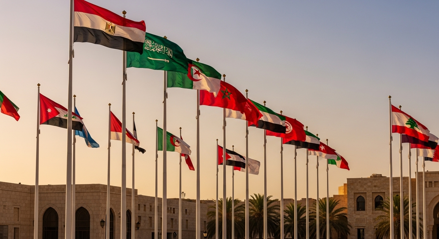 Flags of Middle East and North Africa countries waving outdoors – Asya Bayrak