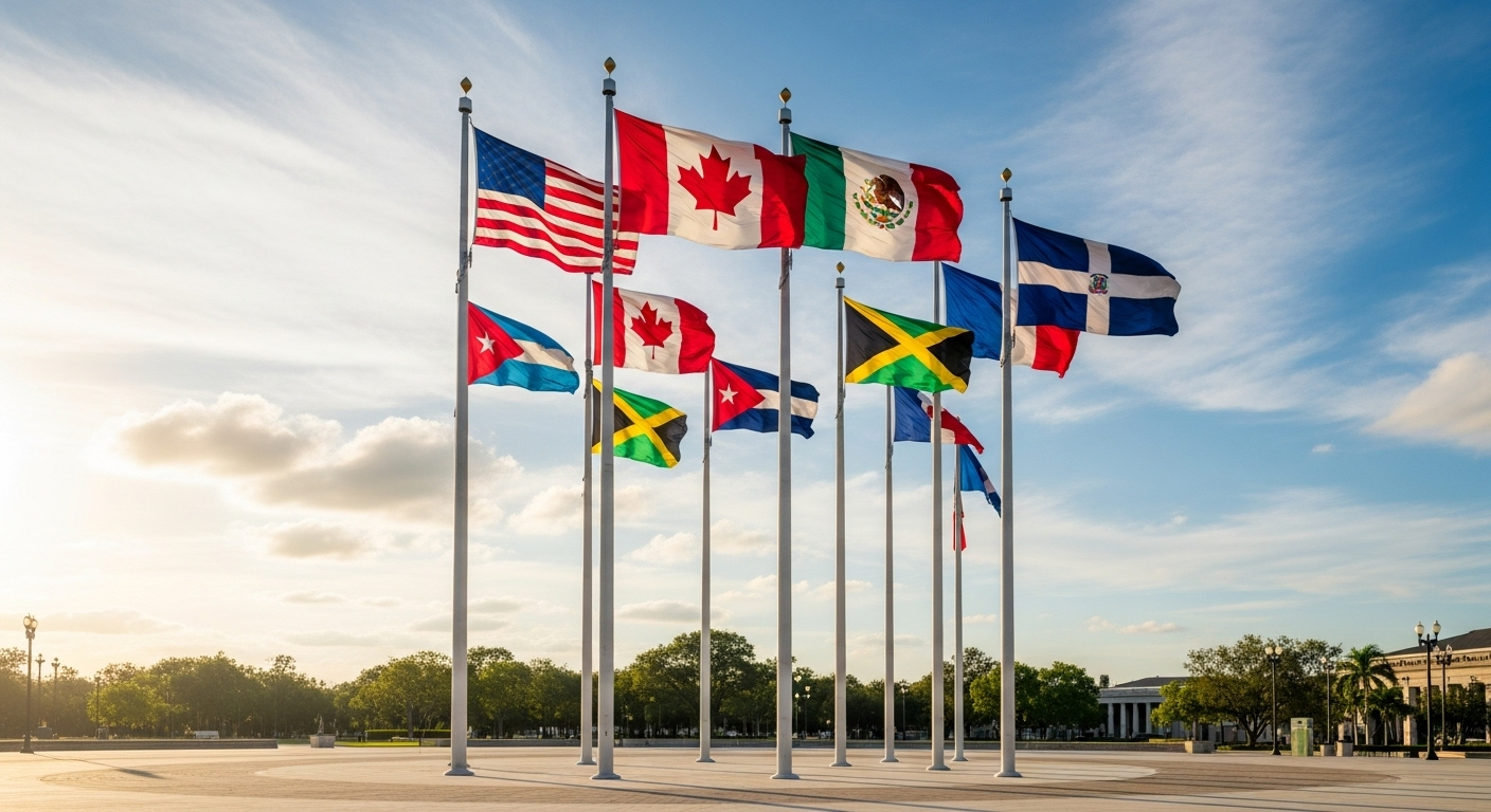 North and South American countries national flags waving outdoors – Asya Bayrak