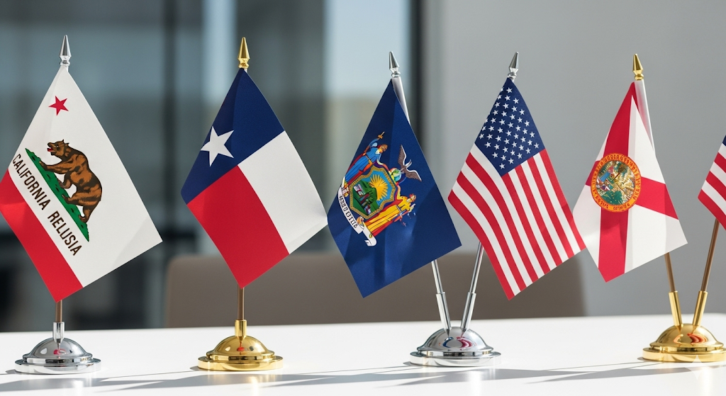 USA State Desk Flags