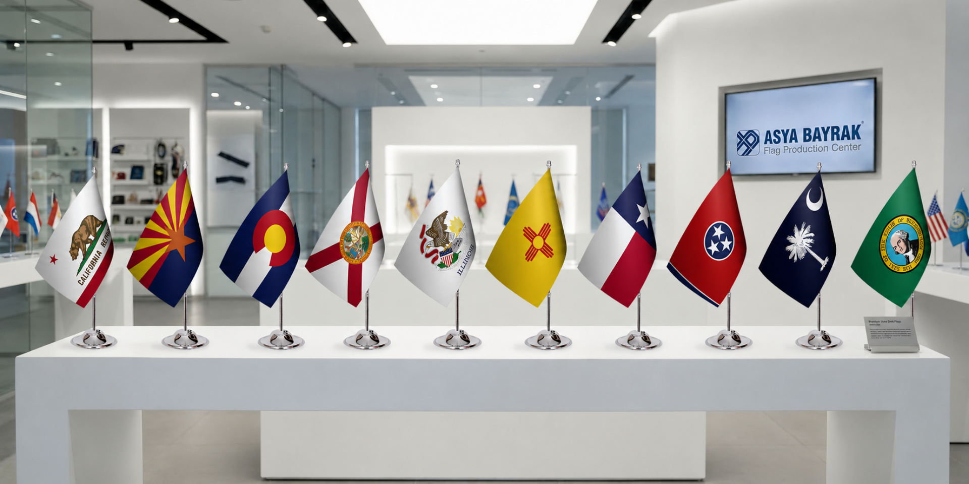 USA State Desk Flags