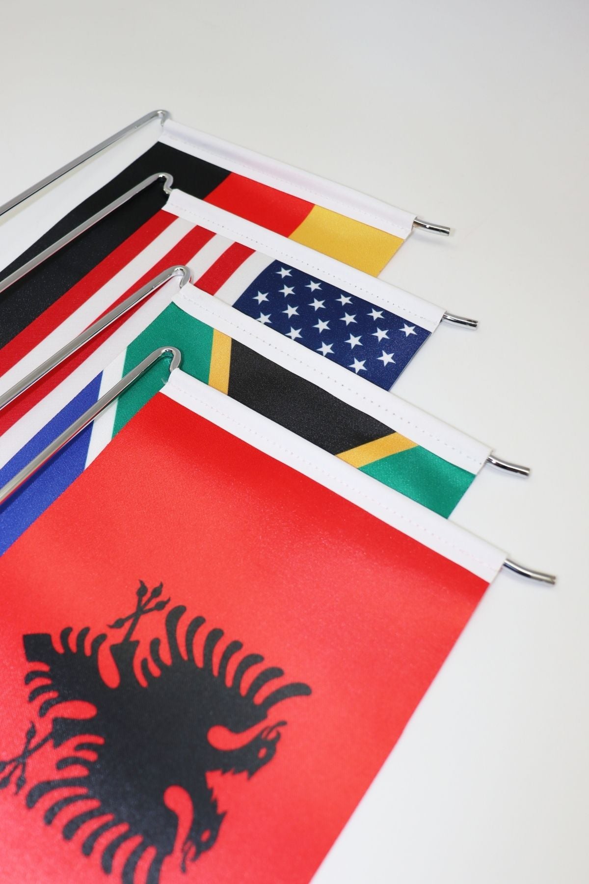 L-Shaped Alaska State Desk Flag - Premium Double-Layer Satin with Chrome Stand | Professional Quality State Desk Flag