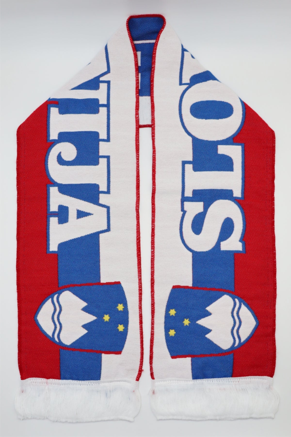 Slovenija custom woven national team scarf — Slovenia flag design in red, white and blue