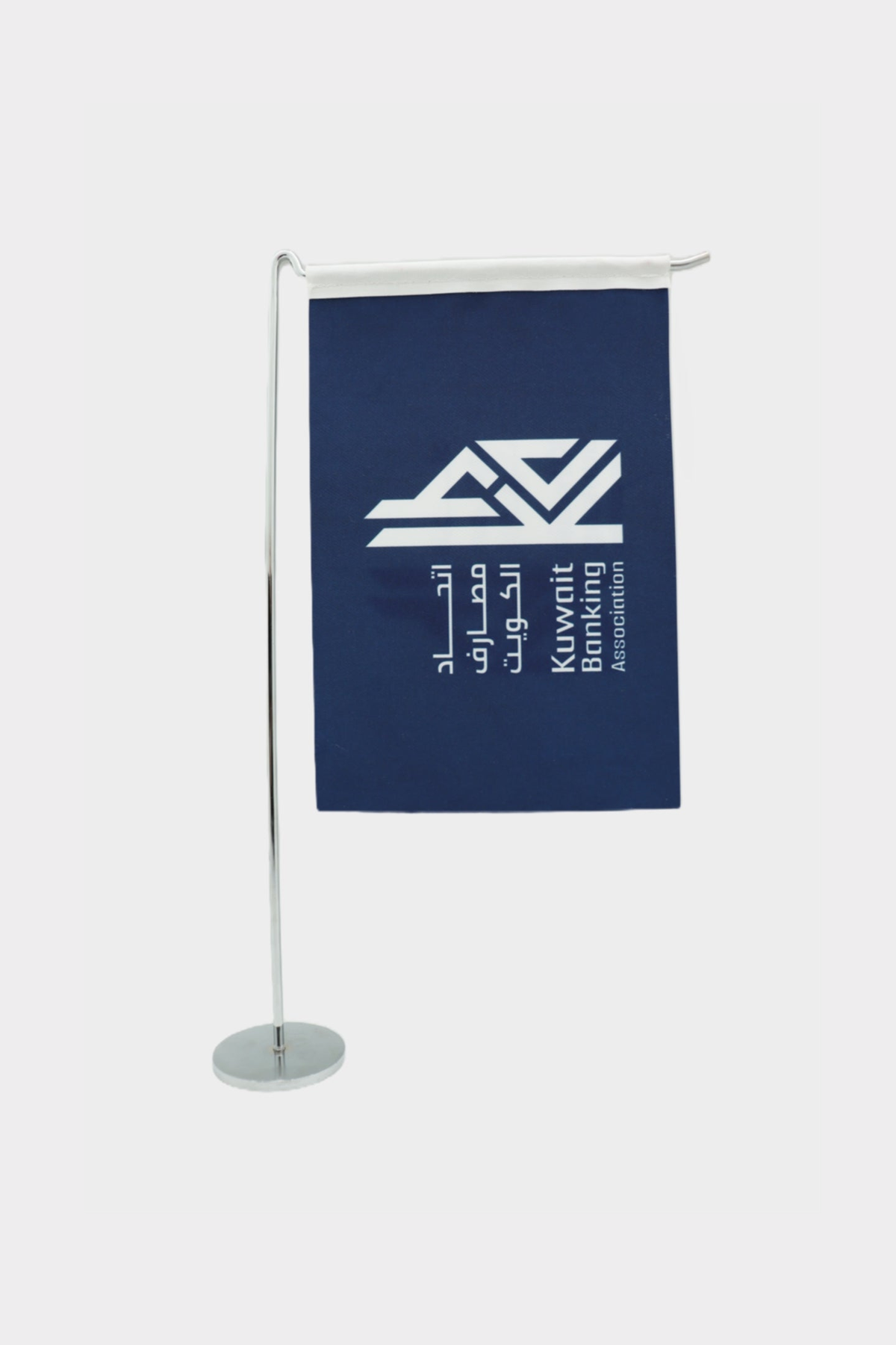 Plain L-Shaped Desk Flag — Double Satin