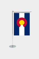 Colorado state desk flag with chrome L-shaped stand - premium double-layer satin office flag