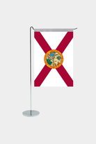 Florida state desk flag with chrome L-shaped stand - premium double-layer satin office flag