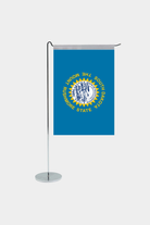South Dakota state desk flag with chrome L-shaped stand - premium double-layer satin office flag