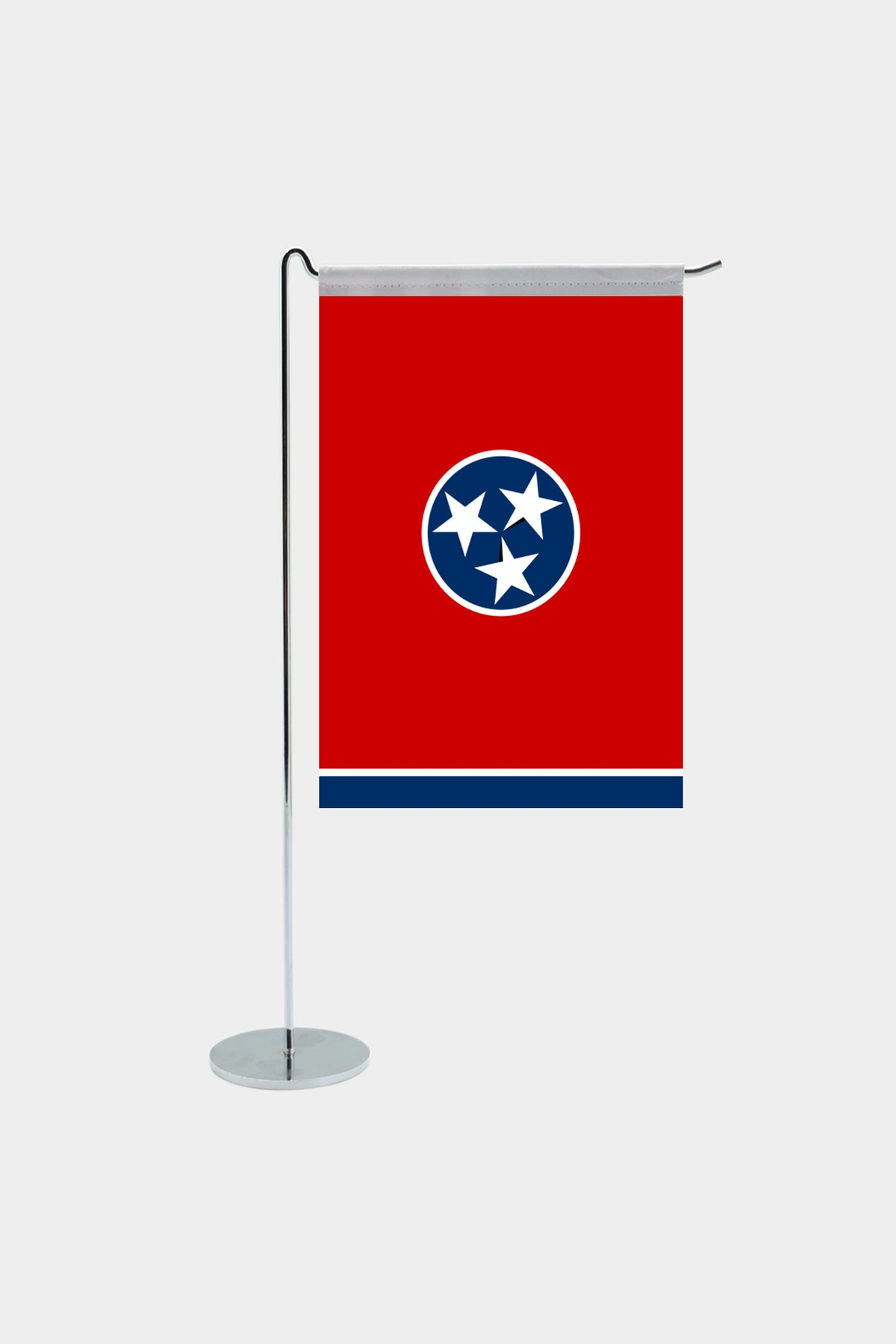 Tennessee state desk flag with chrome L-shaped stand - premium double-layer satin office flag