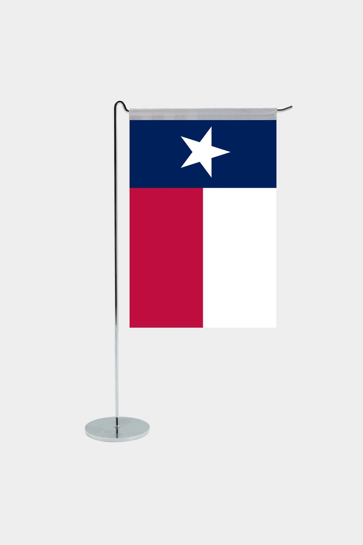 Texas state desk flag with chrome L-shaped stand - premium double-layer satin office flag