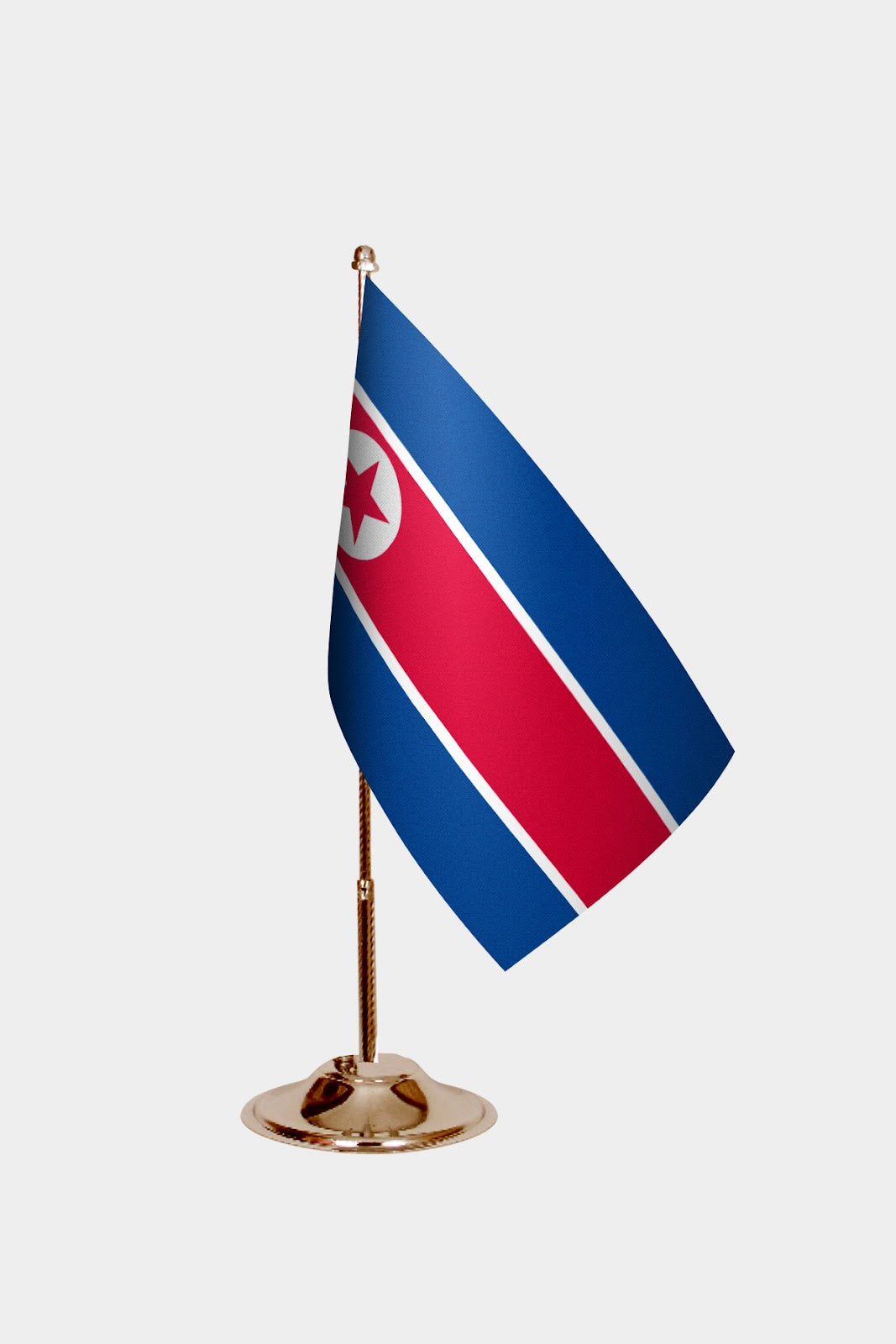 North Korea Gold Desk Flag - Premium Metal Stand