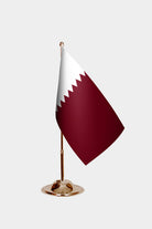 Qatar Gold Desk Flag - Premium Metal Stand