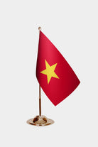 Vietnam Gold Desk Flag - Premium Metal Stand