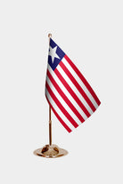Liberia Gold Desk Flag - Premium Metal Stand