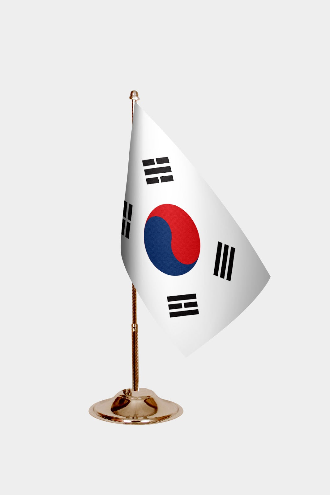 South Korea Gold Desk Flag - Premium Metal Stand