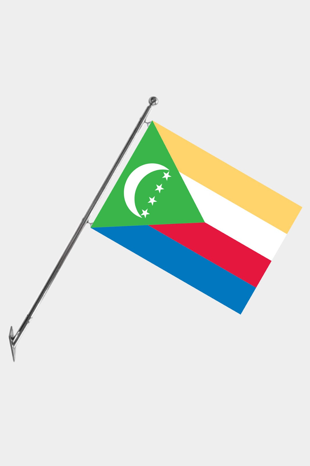 Comoros Wall-Mounted Telescopic Flagpole Set — Polyester