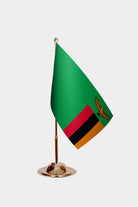 Zambia Gold Desk Flag - Premium Metal Stand