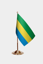 Gabon Gold Desk Flag - Premium Metal Stand
