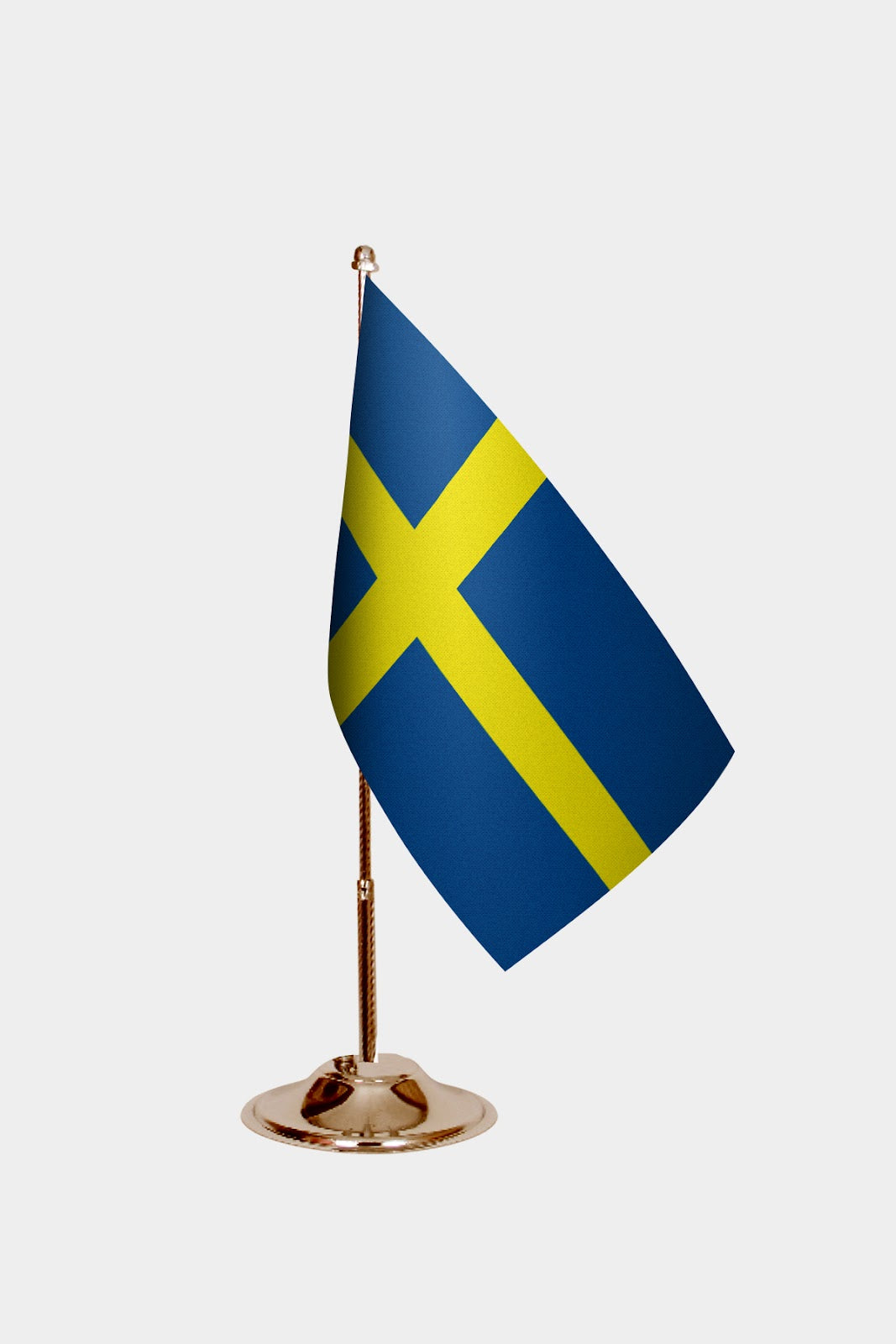 Sweden Gold Desk Flag - Premium Metal Stand
