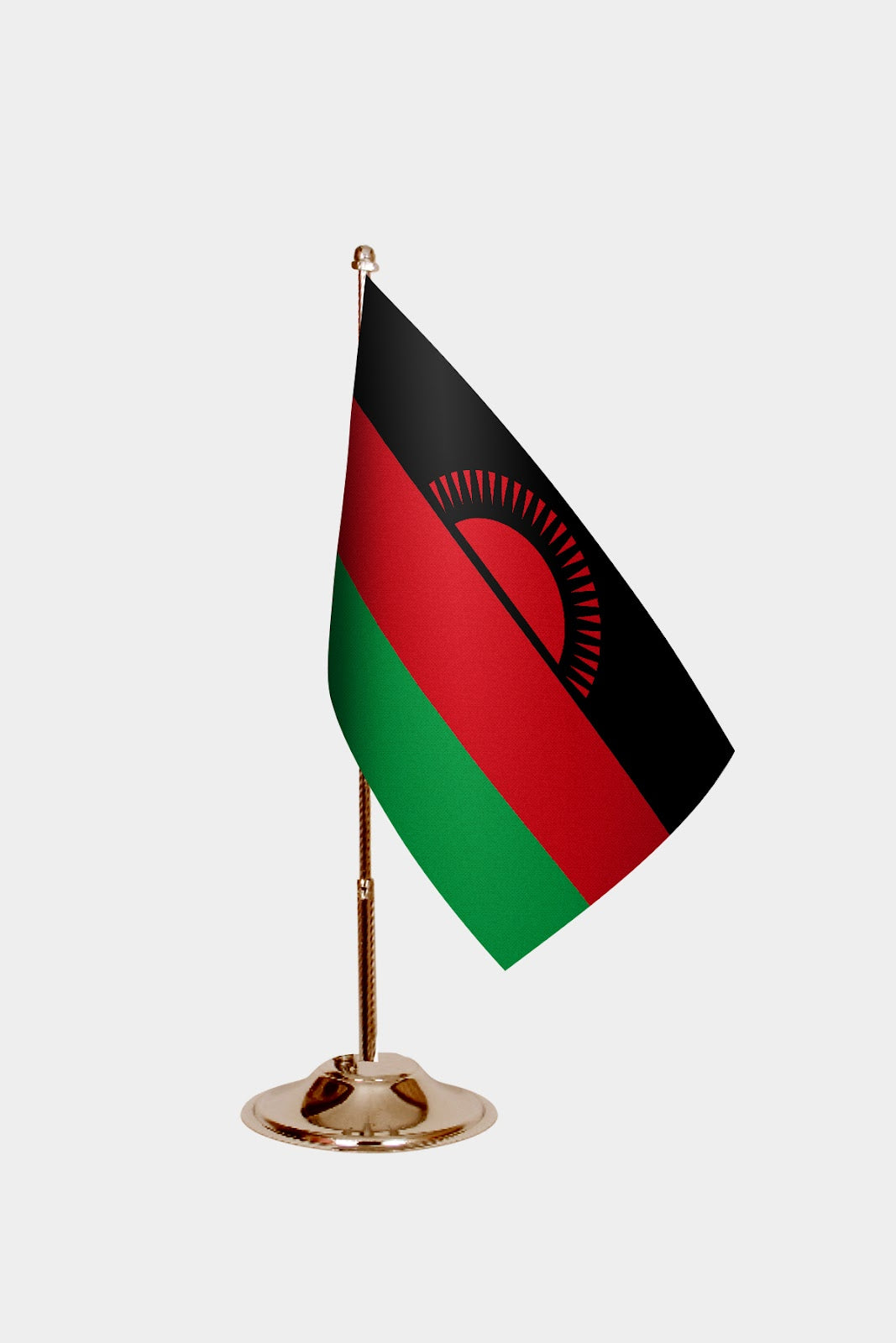 Malawi Gold Desk Flag - Premium Metal Stand
