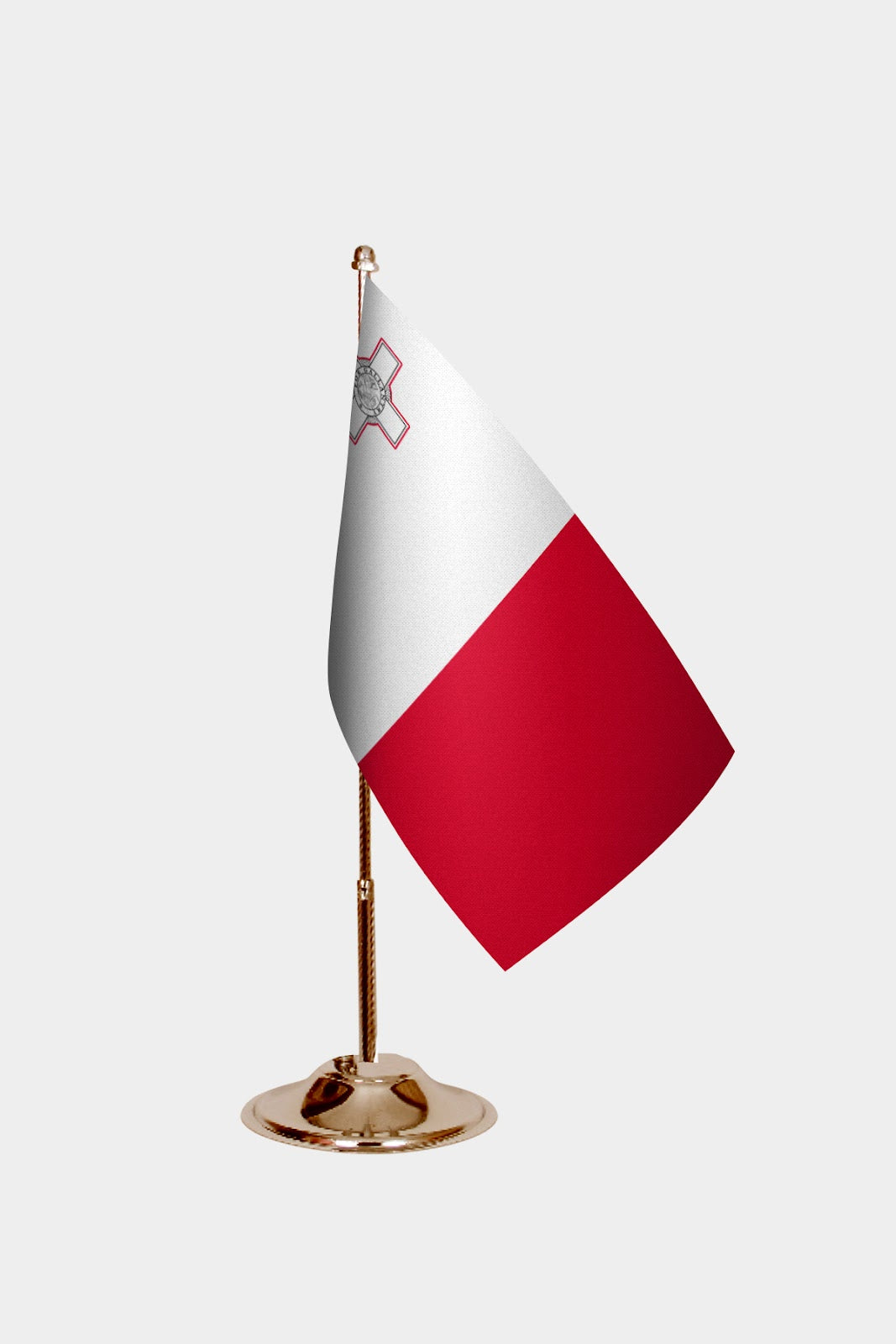 Malta Gold Desk Flag - Premium Metal Stand