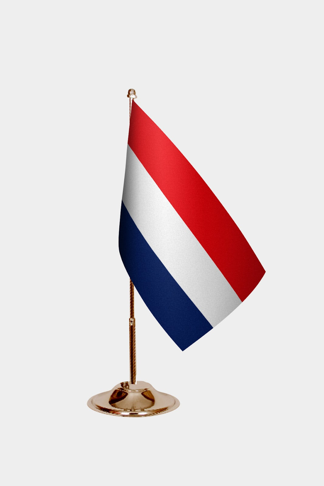 Netherlands Gold Desk Flag - Premium Metal Stand