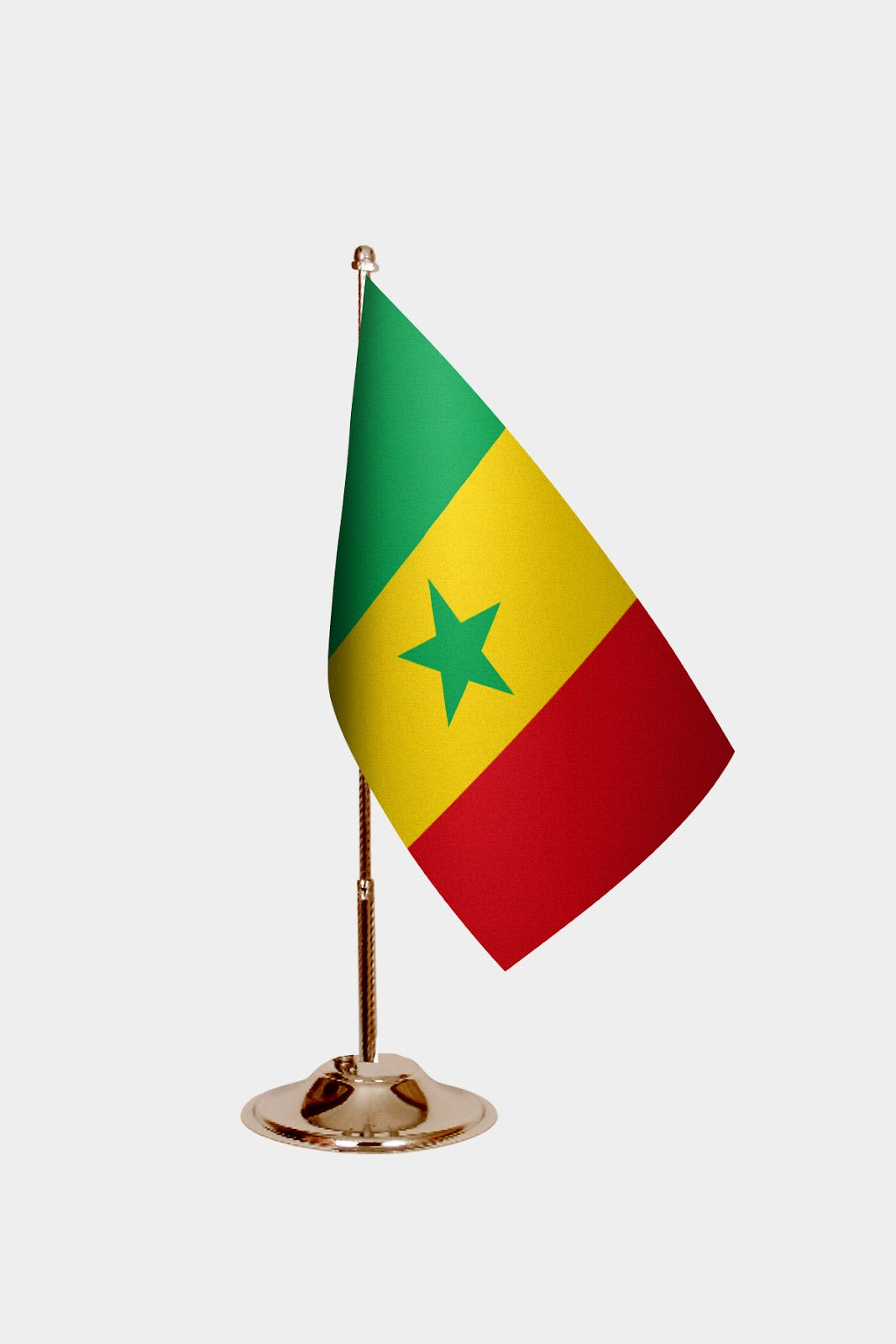 Senegal Gold Desk Flag - Premium Metal Stand