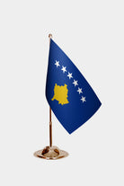 Kosovo Gold Desk Flag - Premium Metal Stand