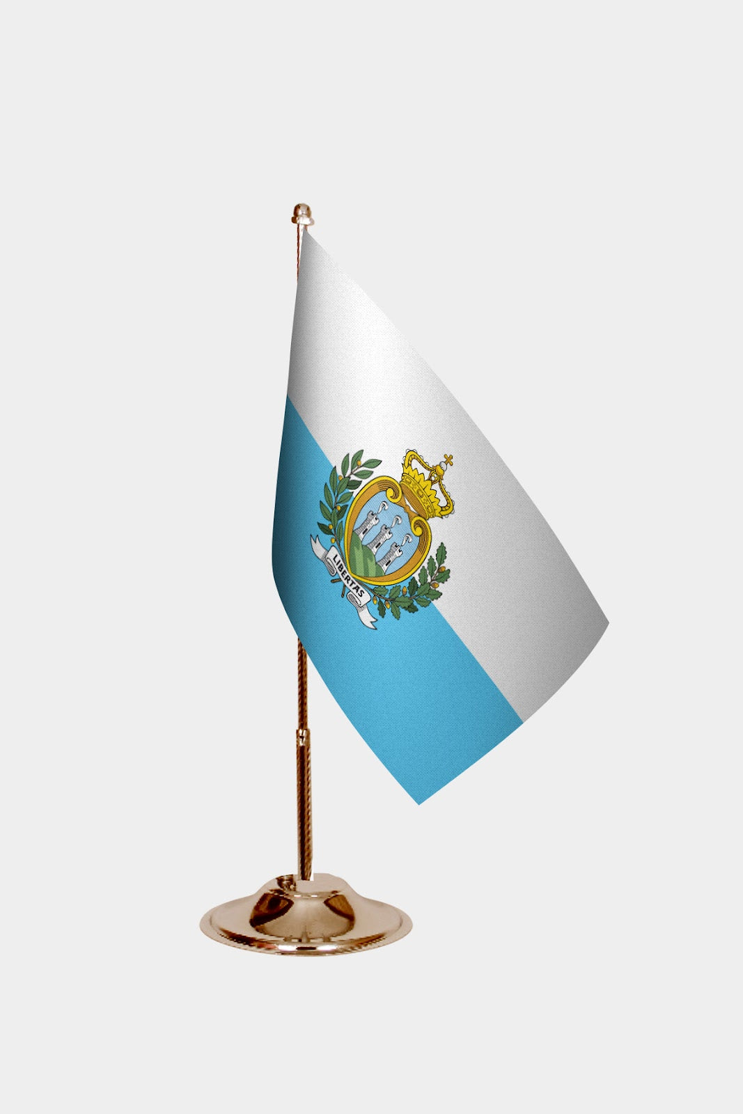 San Marino Gold Desk Flag - Premium Metal Stand