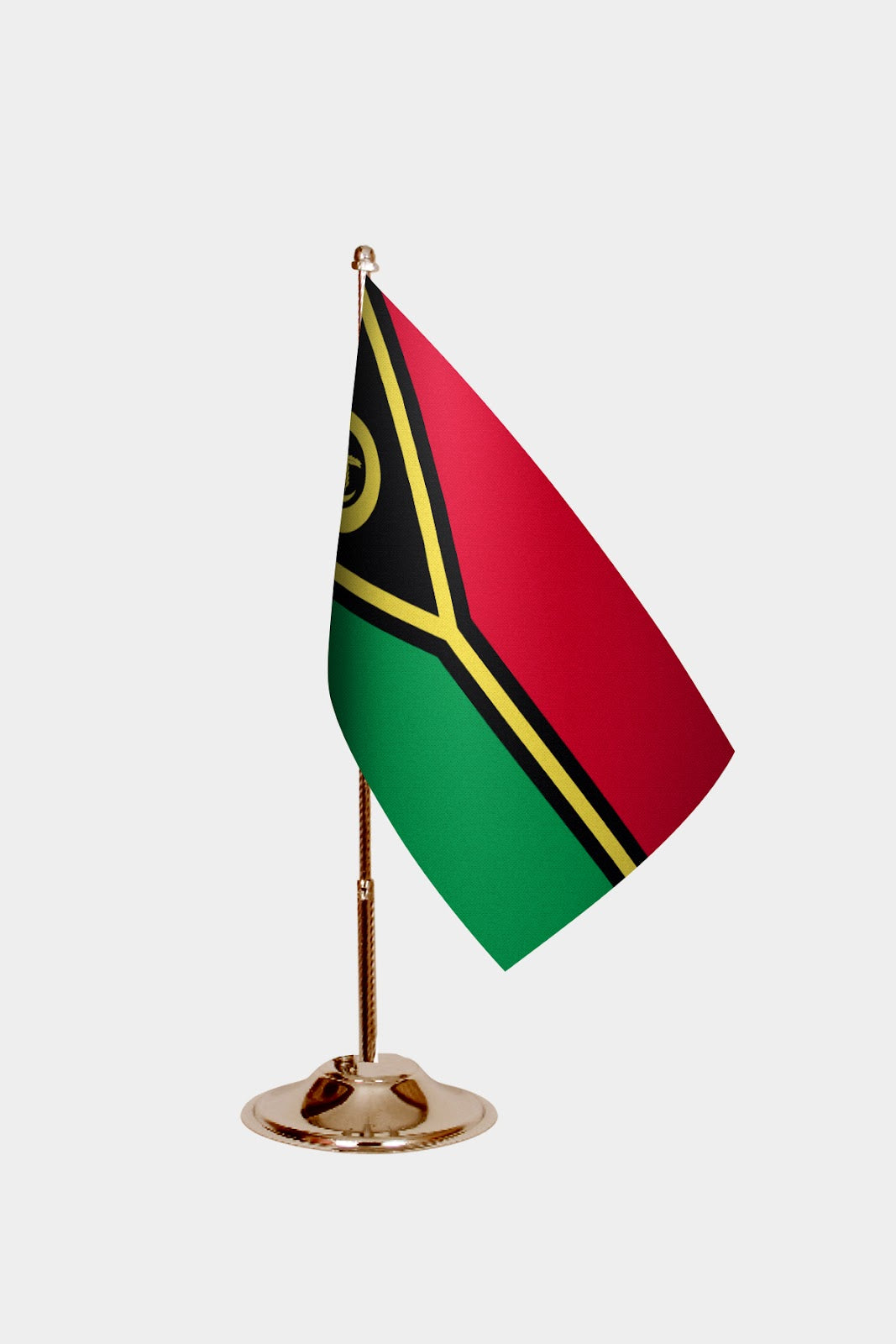 Vanuatu Gold Desk Flag - Premium Metal Stand