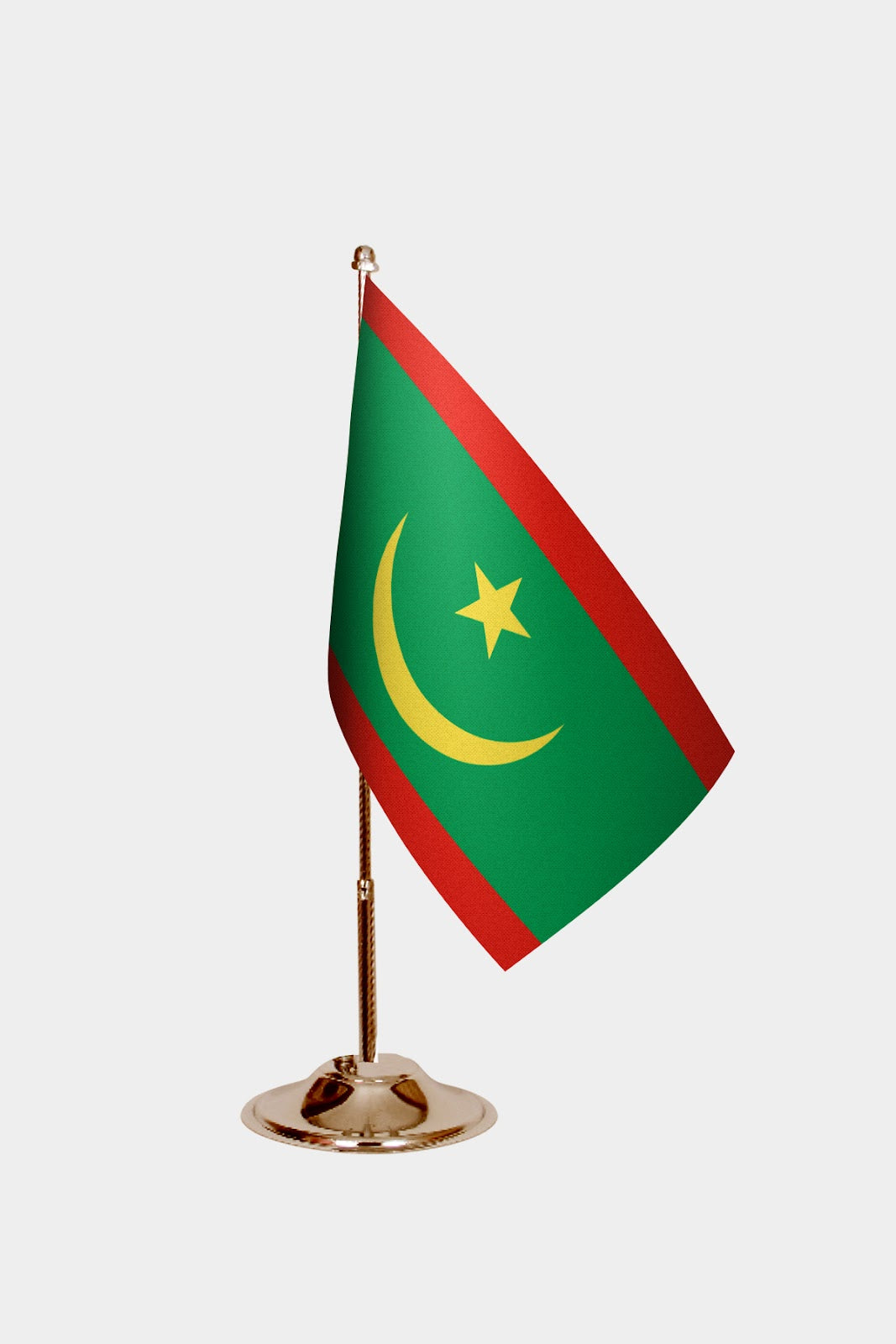 Mauritania Gold Desk Flag - Premium Metal Stand