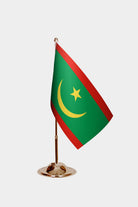 Mauritania Gold Desk Flag - Premium Metal Stand