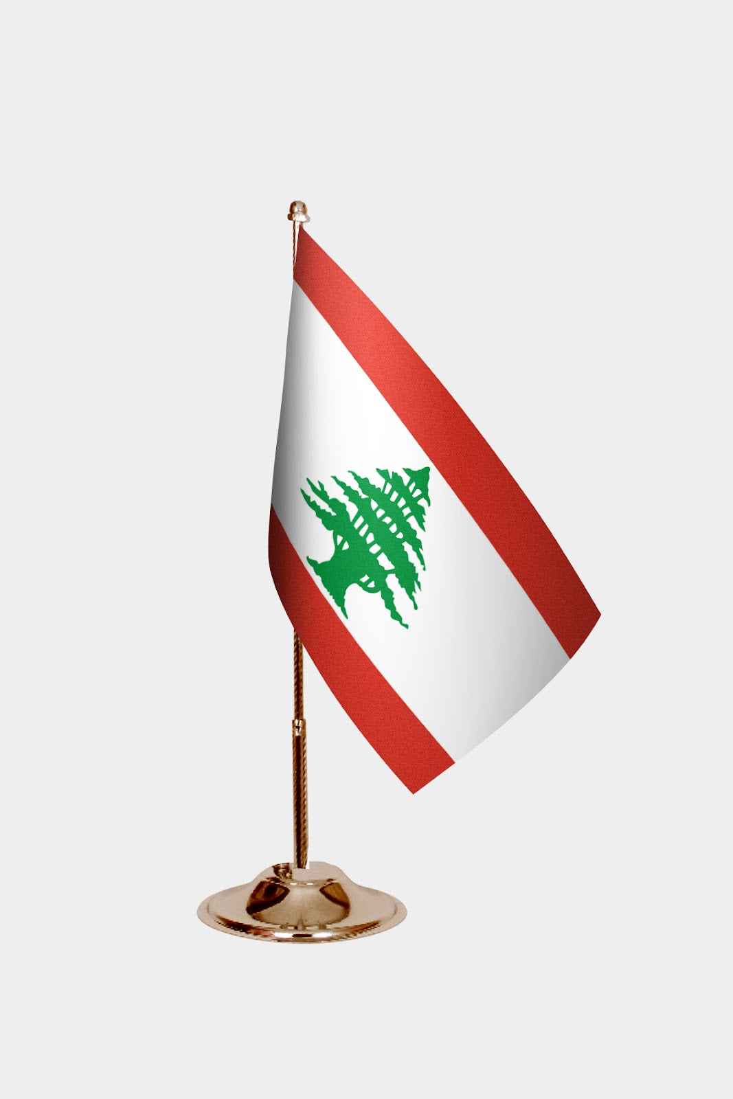 Lebanon Gold Desk Flag - Premium Metal Stand