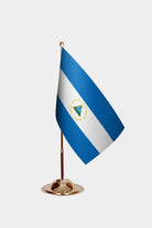 Nicaragua Gold Desk Flag - Premium Metal Stand