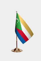Comoros Gold Desk Flag - Premium Metal Stand