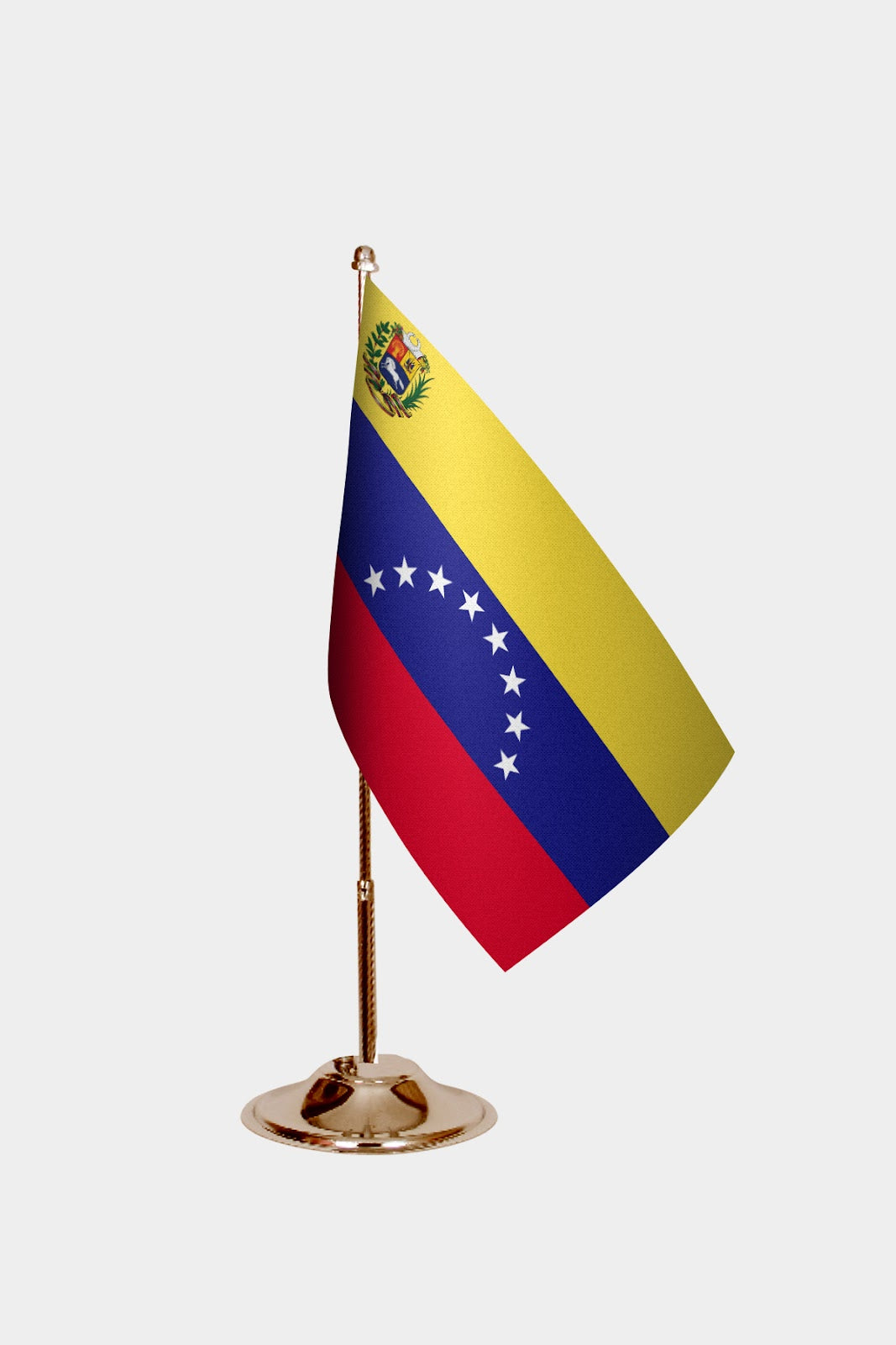 Venezuela Gold Desk Flag - Premium Metal Stand