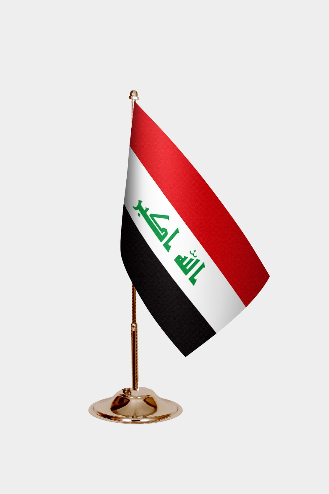 Iraq Gold Desk Flag - Premium Metal Stand