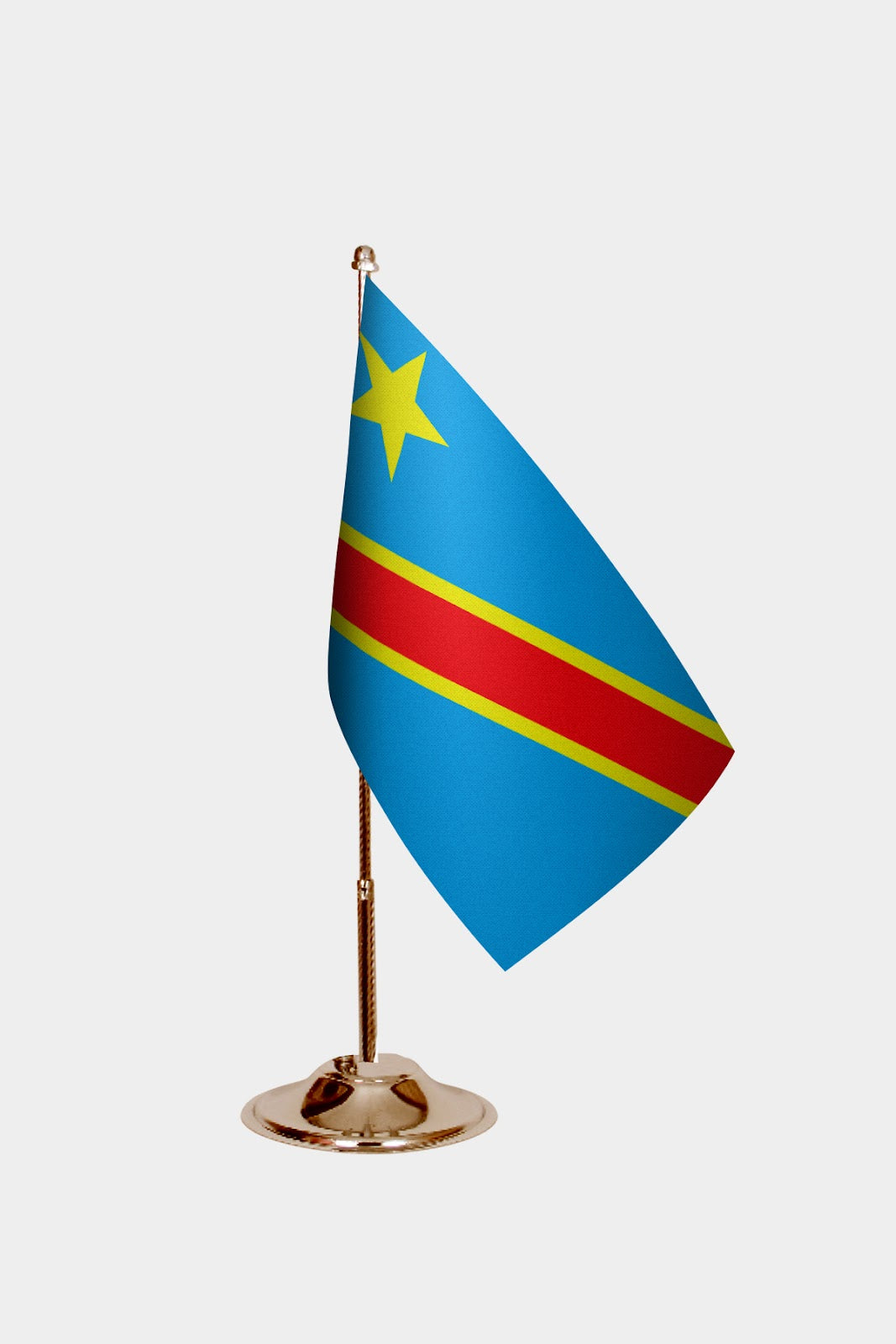 Democratic Republic of Congo Gold Desk Flag - Premium Metal Stand