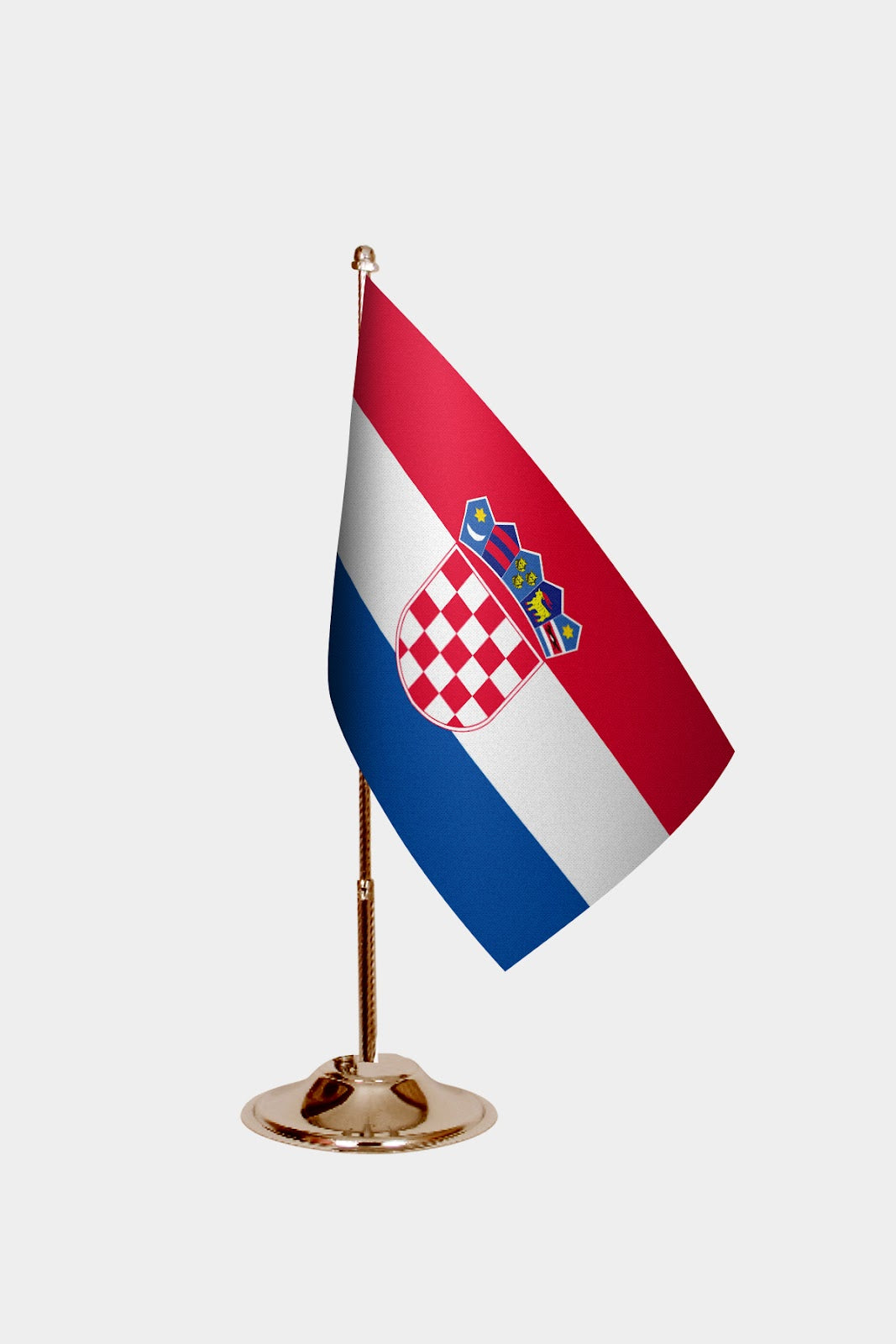 Croatia Gold Desk Flag - Premium Metal Stand