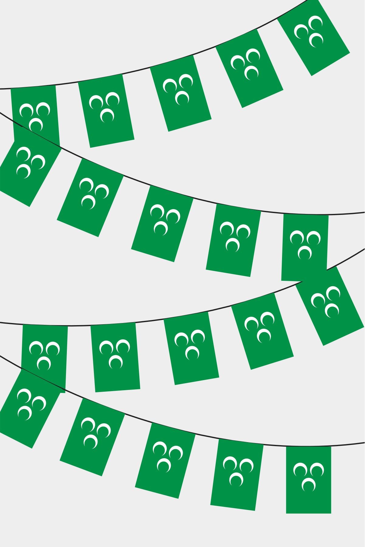 3 Hilal Rectangular Flag Bunting - 50 Meters Premium String Flags for Party Decoration | Professional Quality Raschel Fabric