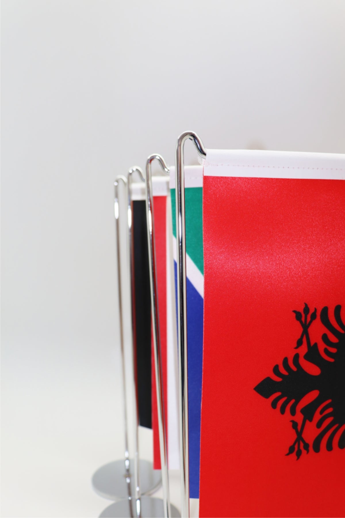 L-Shaped Maryland State Desk Flag - Premium Double-Layer Satin with Chrome Stand | Professional Quality State Desk Flag