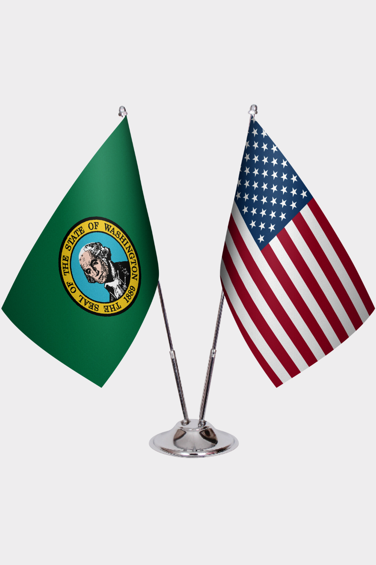Washington & U.S. Desk Flag Set — Double Satin