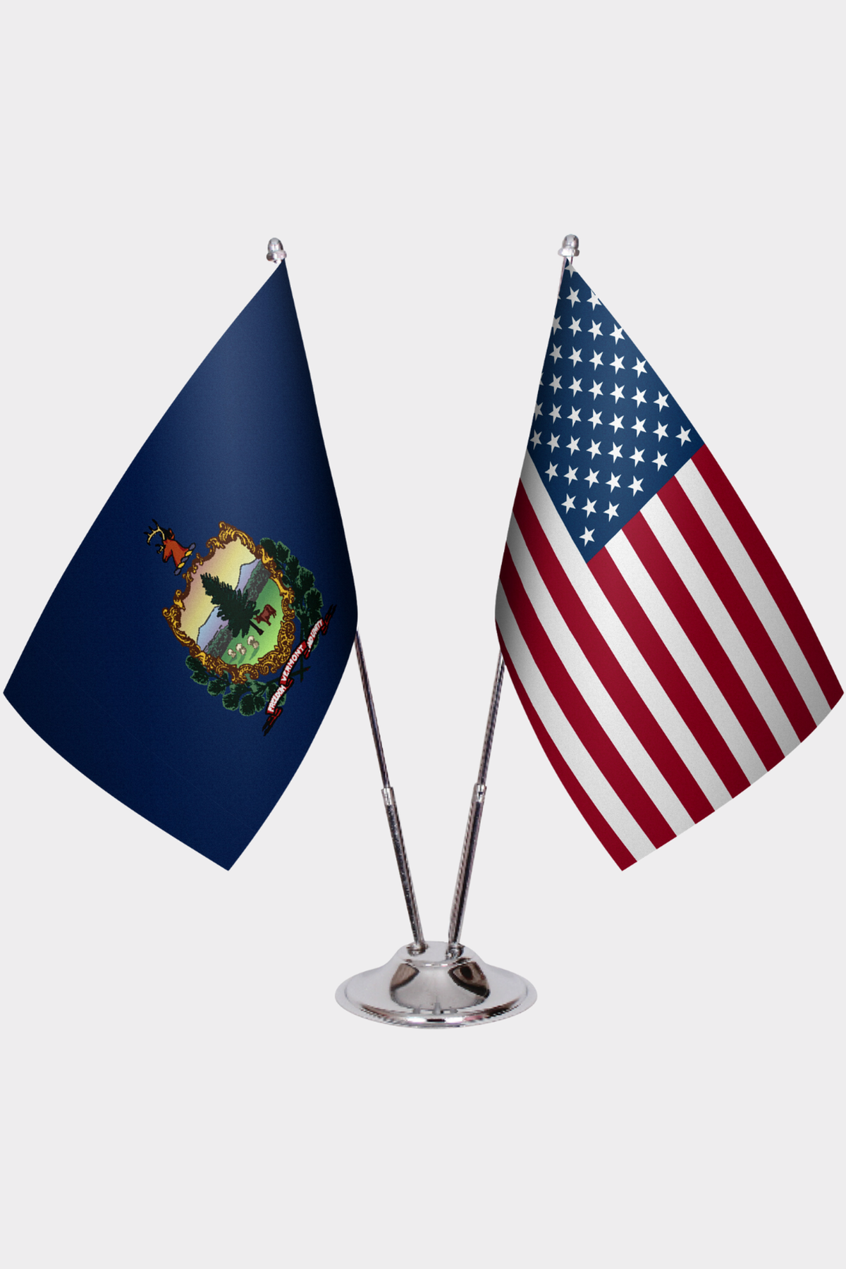 Vermont & U.S. Desk Flag Set — Double Satin