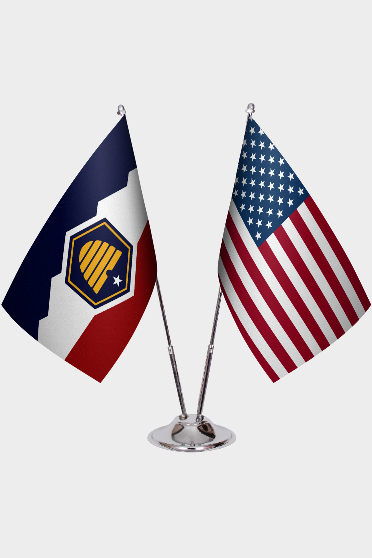 Utah & U.S. Desk Flag Set — Double Satin