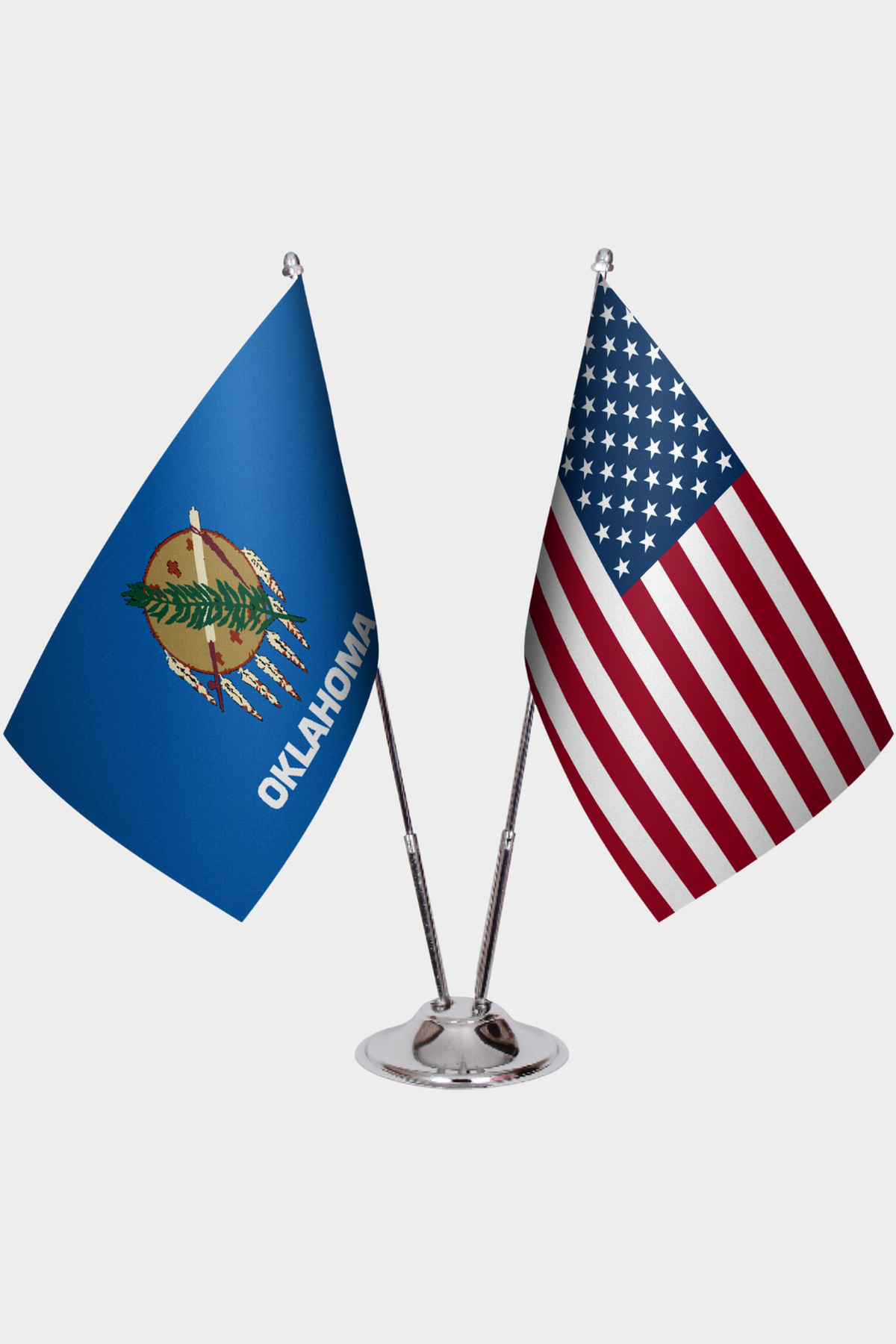 Oklahoma & U.S. Desk Flag Set — Double Satin
