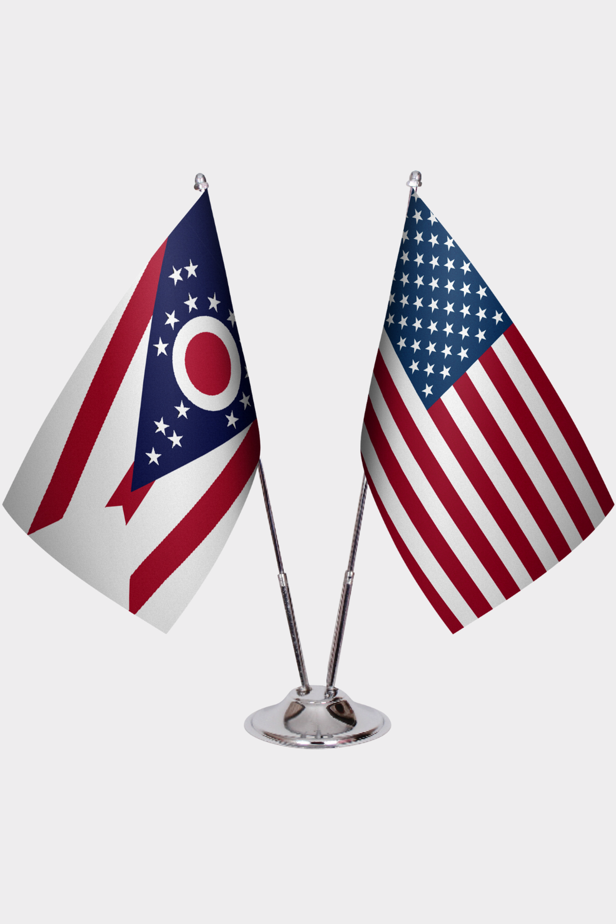 Ohio & U.S. Desk Flag Set — Double Satin