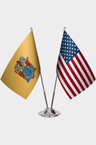 New Jersey & U.S. Desk Flag Set — Double Satin