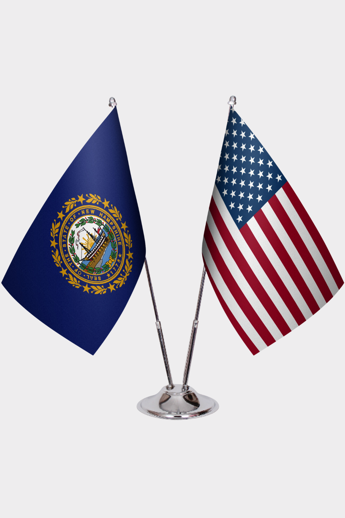 New Hampshire & U.S. Desk Flag Set — Double Satin